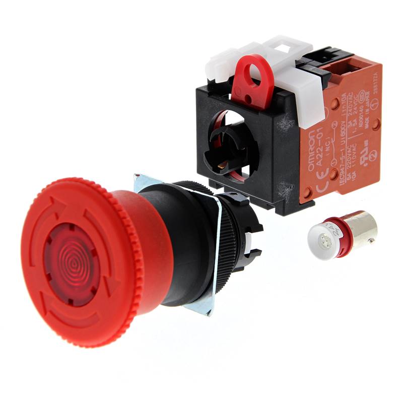 Boutons d'arrêt d'urgence OMRON A22EL-M-12A-11