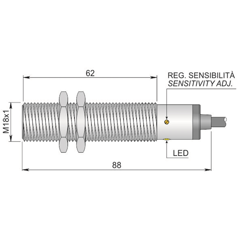Capteurs capacitifs AECO SC18SM-C5 PNP NO+NC
