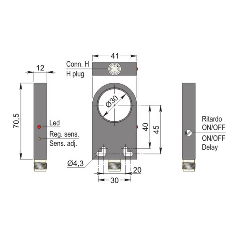 Capteur inductif AECO SIA30-CE PNP NO+NC H R