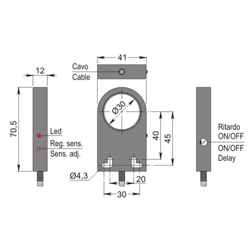 Capteur inductif AECO SIA30-CE PNP NO H1 R