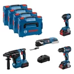 Combi-kit 4 outils 18V : GSR 18V-90C + GDR 18V-210C + GBH 18V-24C + GOP 18V-28 + 1 batterie 4,0 Ah (ProCORE) + 2 batteries 5,5 Ah (ProCORE) + GAL 1880CV (L) BOSCH ( 0 615 990 N34)