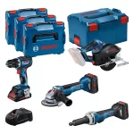 Combi-kit 4 outils 18V : GSR 18V-90C + GWS 18V-15 PSC + GKM 18V-50 + GGS 18V-23 PLC + 1 batterie 4,0 Ah (ProCORE) + 2 batteries 5,5 Ah (ProCORE) + GAL 1880CV (L)BOSCH (0 615 990 N3A)